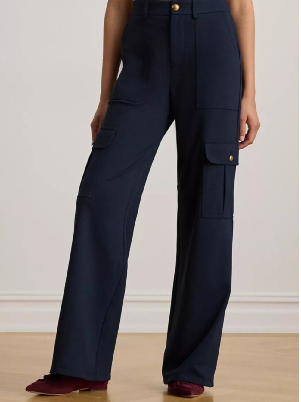 Ralph Lauren Navy Wide-Leg Cargo Trousers